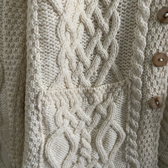 Merino Wool Cable Knit Cardigan Sweater - Picture 3 of 12